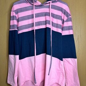 Striped Pink and Blue Hoodie